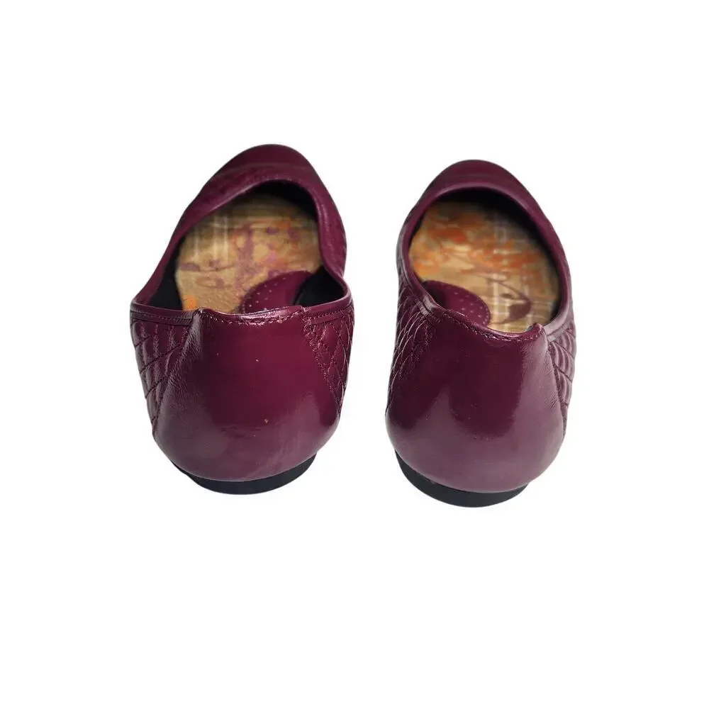 Born Quilted Leather Ballet Flats Burgundy Brick Red Comfort Slip On 9